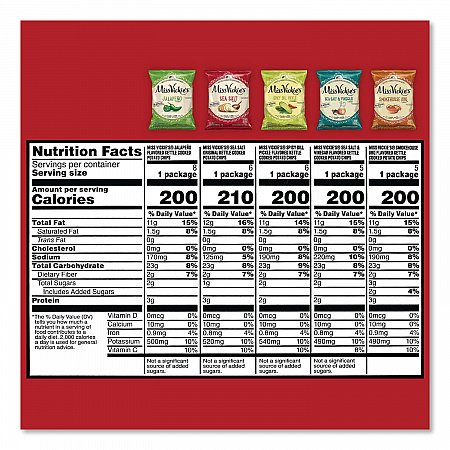 Kettle Cooked Chips Variety Mix, Four Assorted Flavors, 1.38 oz Bags, 30 Bags/Carton (29500010)