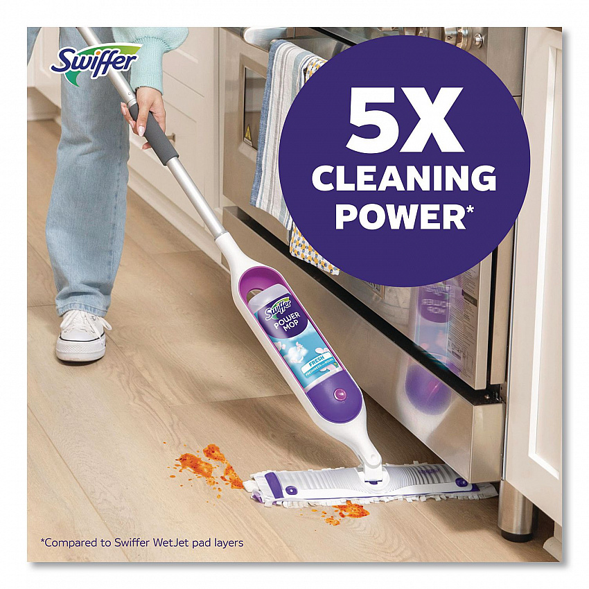 PowerMop Starter Kit, 15.4 x 5.3 White/Purple Cloth Head, 26" Silver Aluminum Handle (07242)