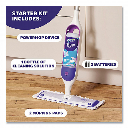 PowerMop Starter Kit, 15.4 x 5.3 White/Purple Cloth Head, 26
