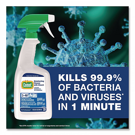 Cleaner with Bleach, 32 oz Bottles, 8 Bottles and 2 Trigger Sprayers/Carton (02287CT)