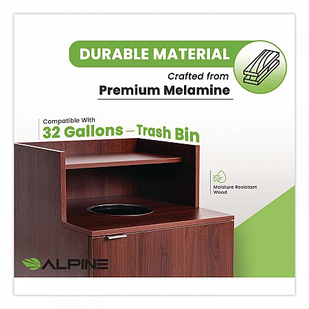 Food Service Trash Enclosure, 32 gal, Melamine Faced Chipboard, Mahogany (476DHMA)
