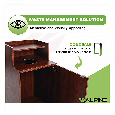 Food Service Trash Enclosure, 32 gal, Melamine Faced Chipboard, Mahogany (476DHMA)