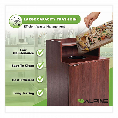 Food Service Trash Enclosure, 32 gal, Melamine Faced Chipboard, Mahogany (476DHMA)