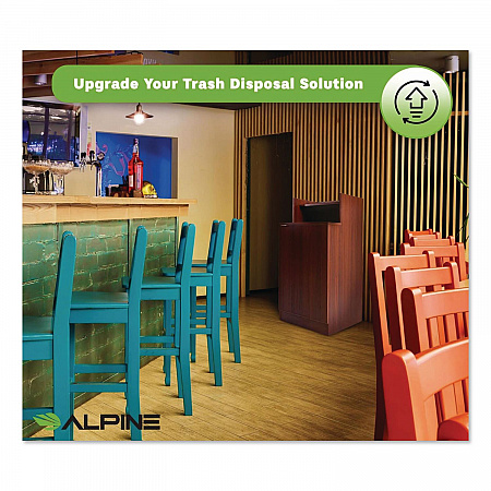 Food Service Trash Enclosure, 32 gal, Melamine Faced Chipboard, Mahogany (476DHMA)
