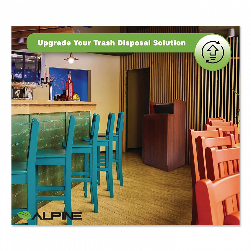 Food Service Trash Enclosure, 32 gal, Melamine Faced Chipboard, Mahogany (476DHMA)