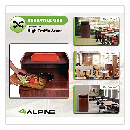 Food Service Trash Enclosure, 32 gal, Melamine Faced Chipboard, Mahogany (476DHMA)