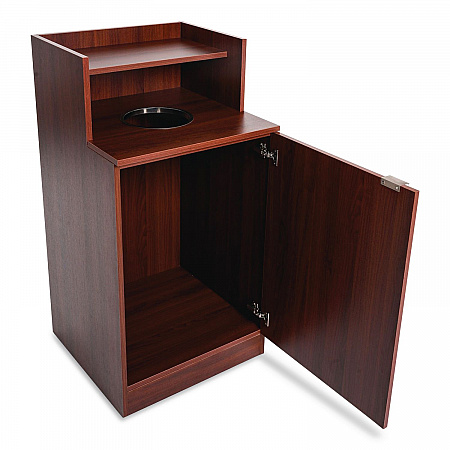 Food Service Trash Enclosure, 32 gal, Melamine Faced Chipboard, Mahogany (476DHMA)