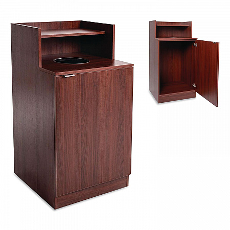 Food Service Trash Enclosure, 32 gal, Melamine Faced Chipboard, Mahogany (476DHMA)