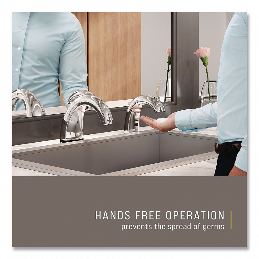 One Shot Soap Dispenser - Touch Free, Foam, 800 mL/1,600 mL, 11 x 14 x 3.5, Chrome, 4/Carton (1938171CT)