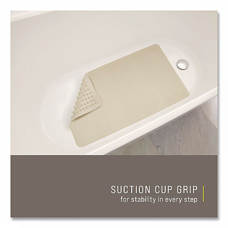 Safti-Grip Bath Mats, White Textured Surface, Suction-Cup Backing, 14