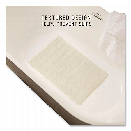 Safti-Grip Bath Mats, White Textured Surface, Suction-Cup Backing, 14