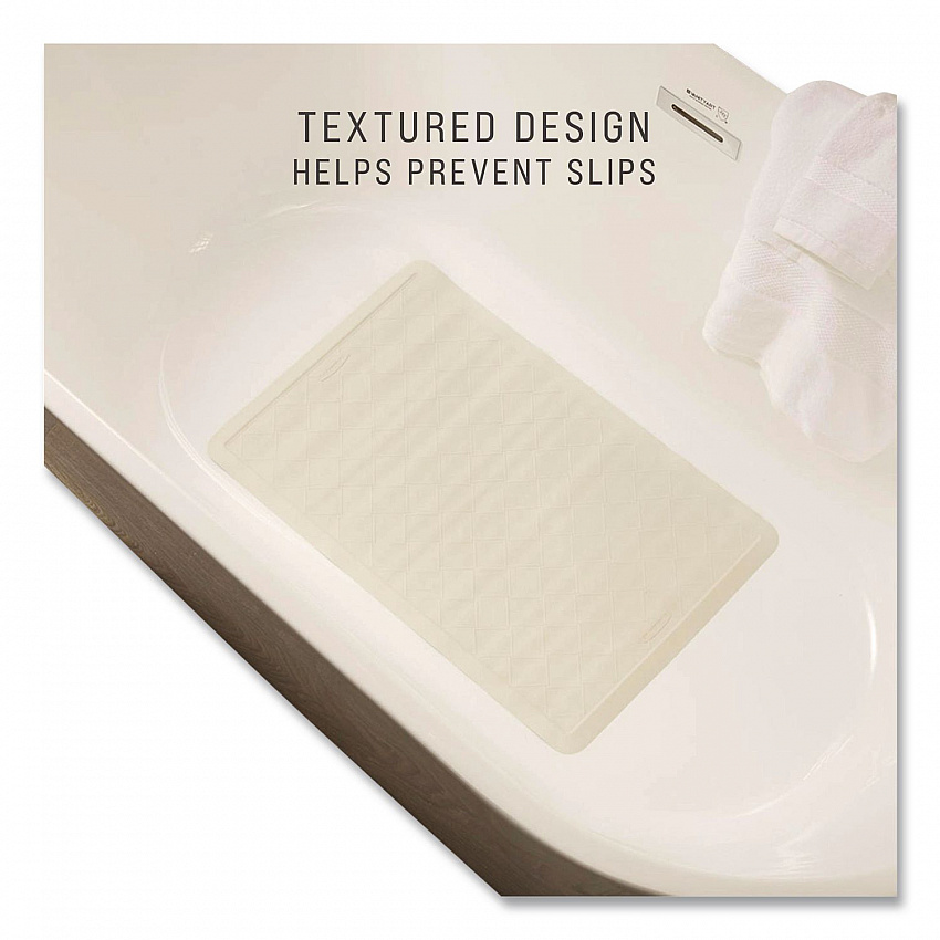 Safti-Grip Bath Mats, White Textured Surface, Suction-Cup Backing, 14" x 22.5", 12/Carton (1982724)
