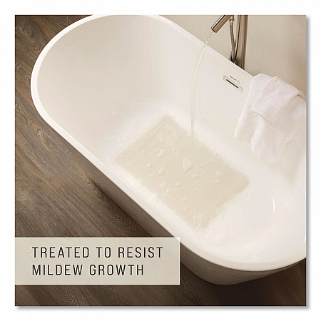 Safti-Grip Bath Mats, White Textured Surface, Suction-Cup Backing, 14