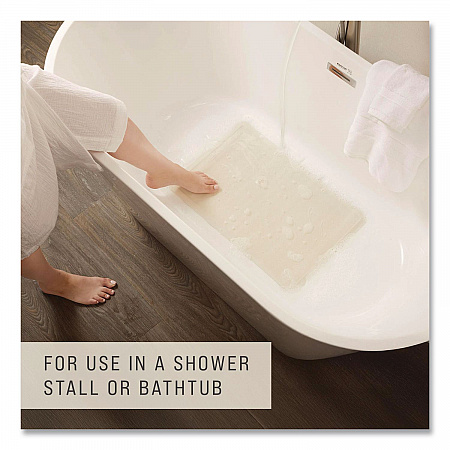 Safti-Grip Bath Mats, White Textured Surface, Suction-Cup Backing, 14