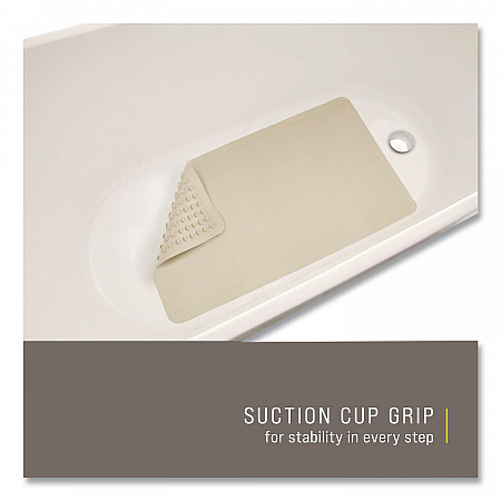 Safti-Grip Bath Mats, White Textured Surface, Suction-Cup Backing, 16