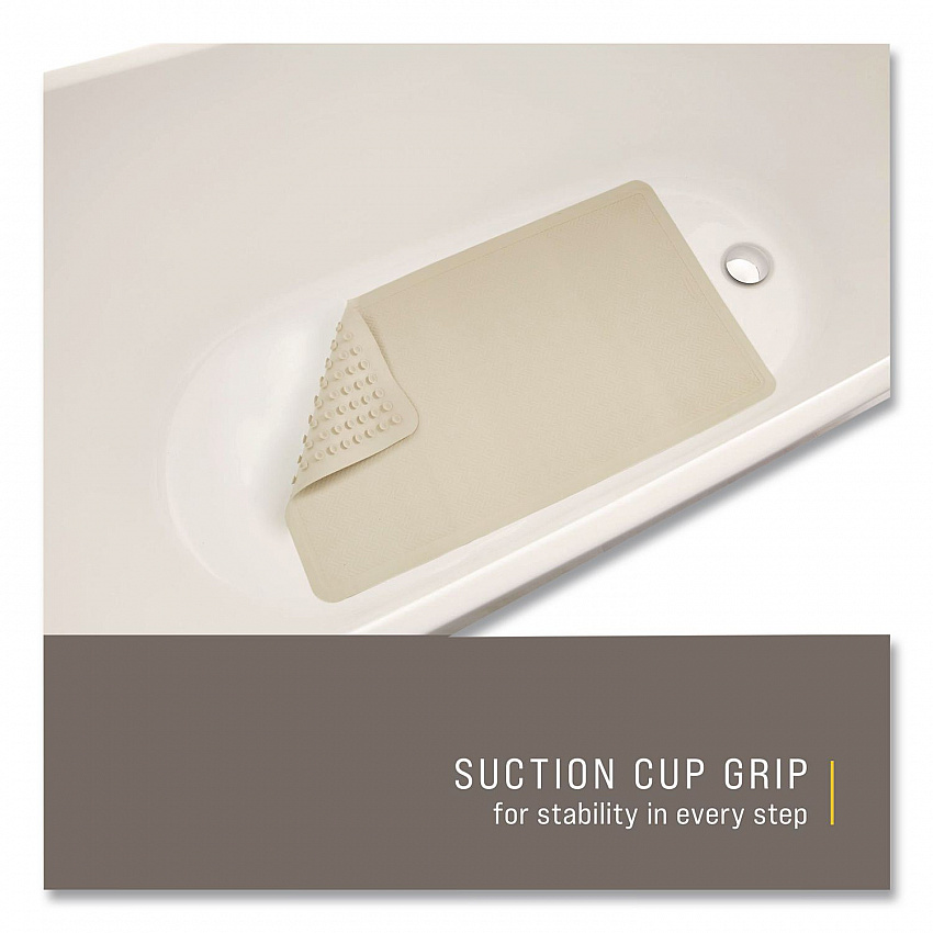 Safti-Grip Bath Mats, White Textured Surface, Suction-Cup Backing, 16" x 28" (1982726)
