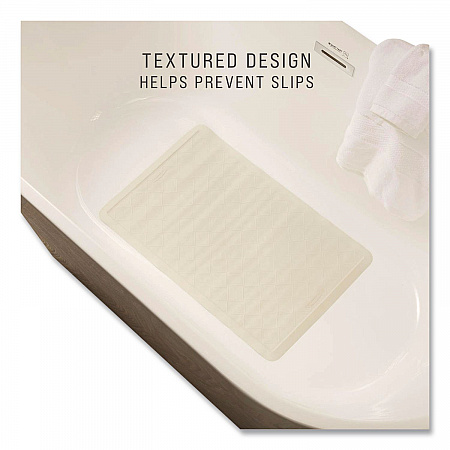 Safti-Grip Bath Mats, White Textured Surface, Suction-Cup Backing, 16