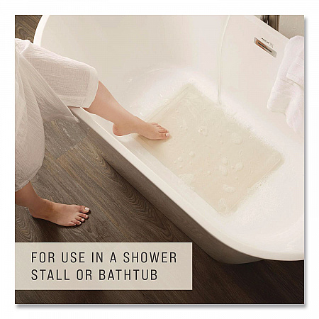 Safti-Grip Bath Mats, White Textured Surface, Suction-Cup Backing, 16