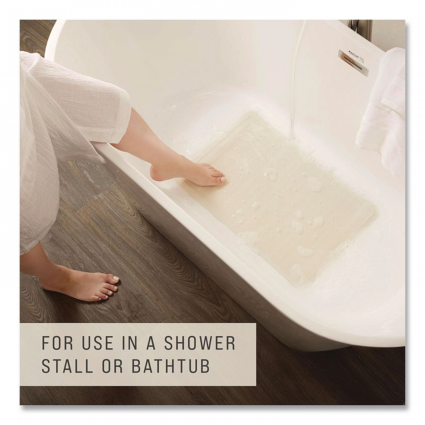 Safti-Grip Bath Mats, White Textured Surface, Suction-Cup Backing, 16" x 28" (1982726)