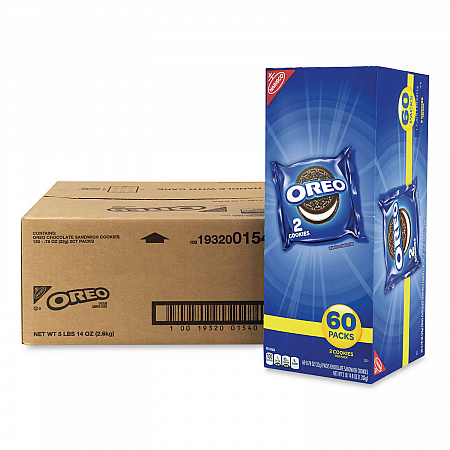 Oreo Chocolate Sandwich Cookies, Chocolate, 2 Cookies/Packet, 60 Packets/Box, 2 Boxes/Carton (30400072)