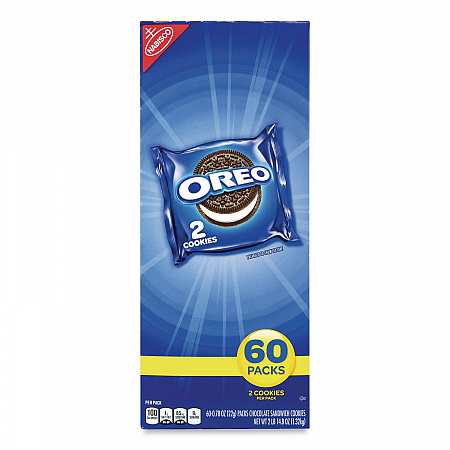 Oreo Chocolate Sandwich Cookies, Chocolate, 2 Cookies/Packet, 60 Packets/Box, 2 Boxes/Carton (30400072)