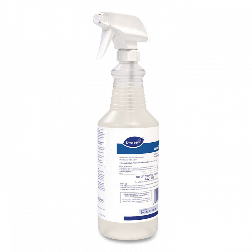 Virex TB Disinfectant Cleaner, Lemon Scent, Liquid, 32 oz Bottle, 12/Carton (04743)