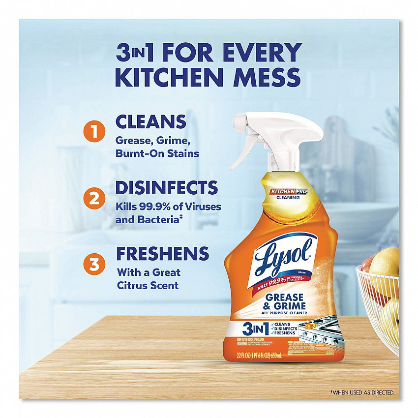 Kitchen Pro Antibacterial Cleaner, 22 oz Spray Bottle, 9/Carton (79556)