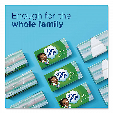 Plus Lotion Facial Tissue, 2-Ply, White, 124 Sheets/Box, 3 Box/Pack (39363PK)