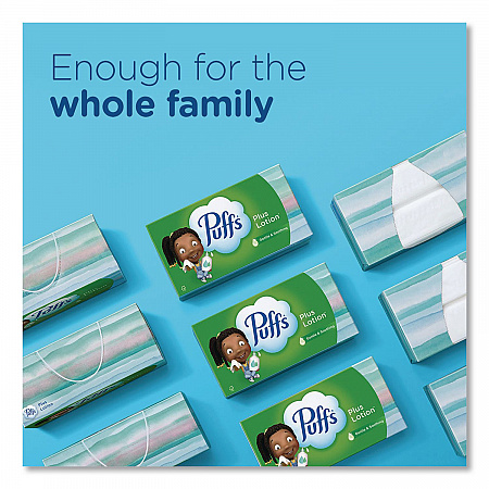 Plus Lotion Facial Tissue, 2-Ply, White, 124 Sheets/Box, 3 Box/Pack, 8 Packs/Carton (39363)