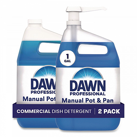 Manual Pot and Pan Dish Detergent with Pump, Dawn Original Scent, (1) Pump and (2) 1 gal Bottles/Carton (15260)