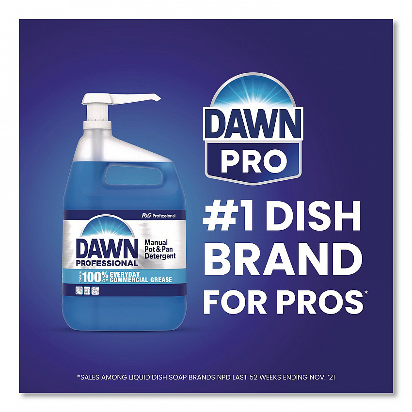 Manual Pot and Pan Dish Detergent with Pump, Dawn Original Scent, (1) Pump and (2) 1 gal Bottles/Carton (15260)