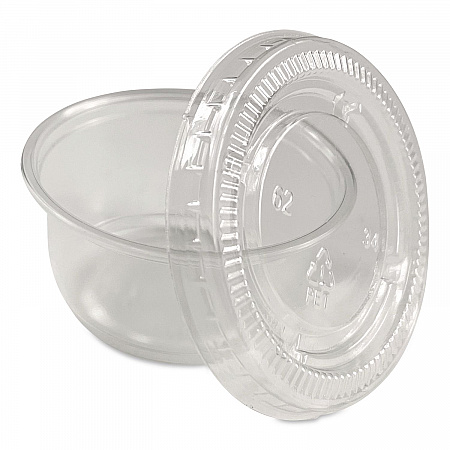 Portion Cups with Lids, 2 oz, Clear, 100/Pack, 25 Packs/Carton (60003018)
