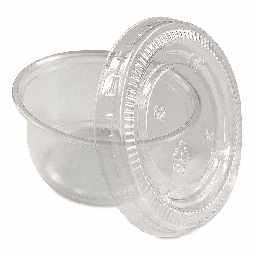 Portion Cups with Lids, 2 oz, Clear, 100/Pack, 25 Packs/Carton (60003018)
