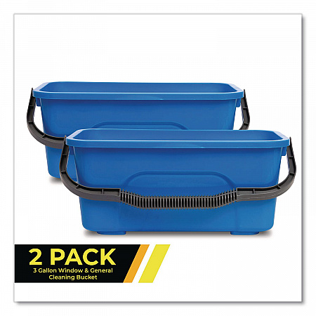 Window and General Cleaning Bucket, 3 gal, Blue, 2/Carton (GRI1832PK)