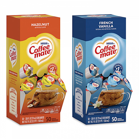 Liquid Coffee Creamer, French Vanilla/Hazelnut/Italian Sweet Creme/Original, 0.38 oz Mini Cups, 200/Carton (28300012)