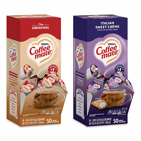 Liquid Coffee Creamer, French Vanilla/Hazelnut/Italian Sweet Creme/Original, 0.38 oz Mini Cups, 200/Carton (28300012)