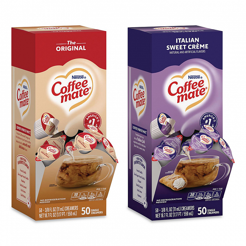 Liquid Coffee Creamer, French Vanilla/Hazelnut/Italian Sweet Creme/Original, 0.38 oz Mini Cups, 200/Carton (28300012)