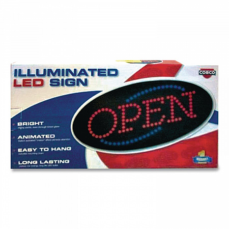 LED OPEN Sign, 10.5 x 20.13, Red and Blue Graphics (098099)