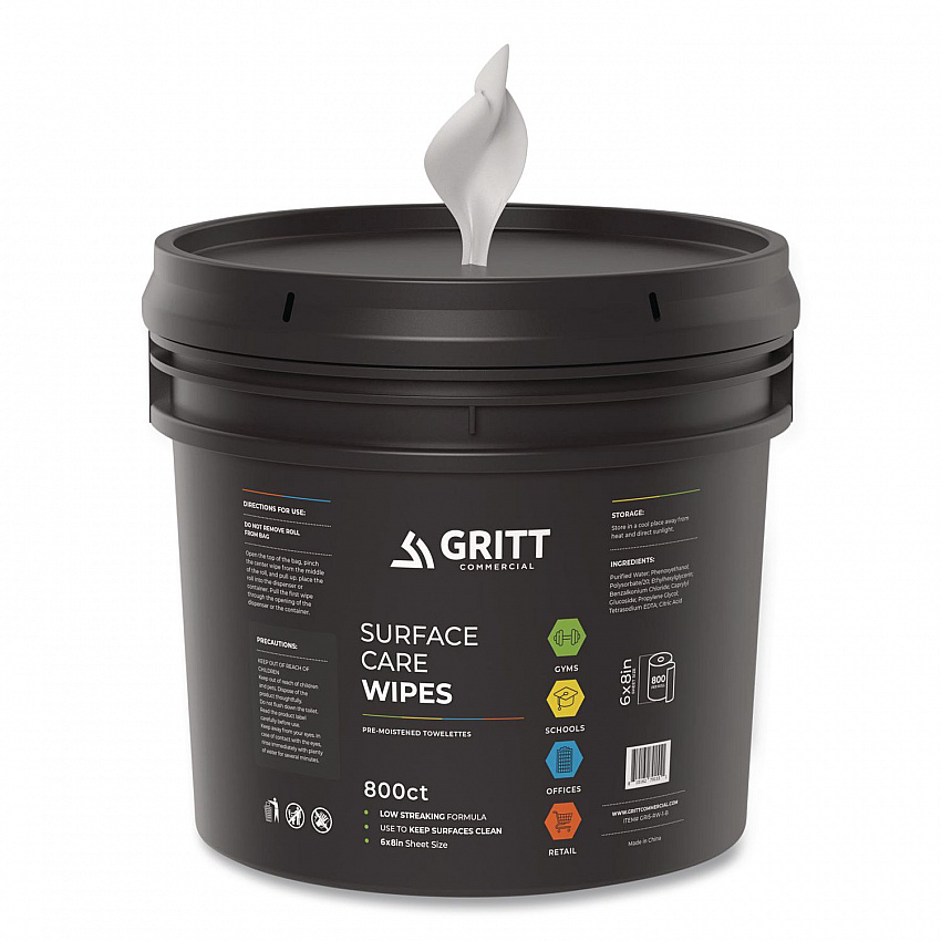 Surface Care Wipes, 1-Ply, 6 x 8, Fresh Scent, White, 800 Wipes/Bucket (GRI5RW1B)