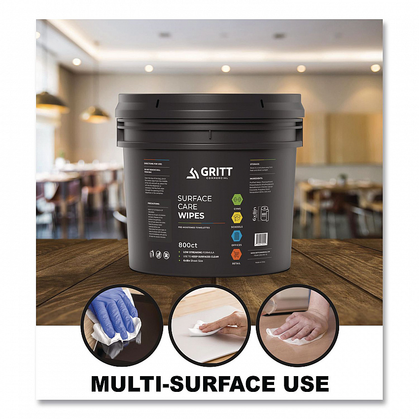 Surface Care Wipes, 1-Ply, 6 x 8, Fresh Scent, White, 800 Wipes/Bucket (GRI5RW1B)