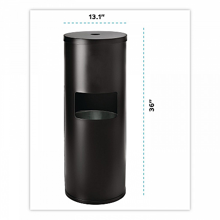 Floor Stand Wet Wipe Dispenser Station with 7 Gallon Built-In Trash Can, 13.1 x 13.1 x 36, Black (GRI509BLK)