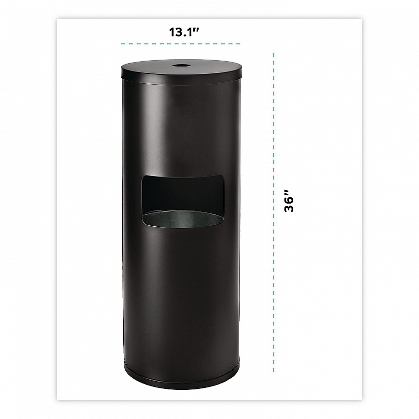 Floor Stand Wet Wipe Dispenser Station with 7 Gallon Built-In Trash Can, 13.1 x 13.1 x 36, Black (GRI509BLK)