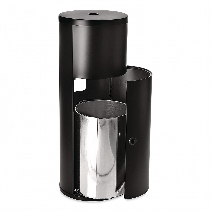 Floor Stand Wet Wipe Dispenser Station with 7 Gallon Built-In Trash Can, 13.1 x 13.1 x 36, Black (GRI509BLK)