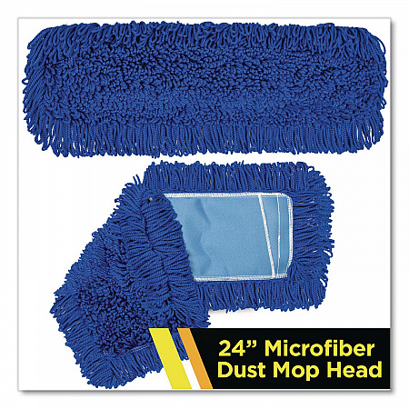 Microfiber Looped Dust Mop Pad Head, 24 x 5, Blue (GRI18224)