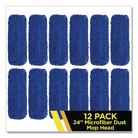 Microfiber Looped Dust Mop Pad Head, 24 x 5, Blue, 12/Carton (GRI1822412PK)