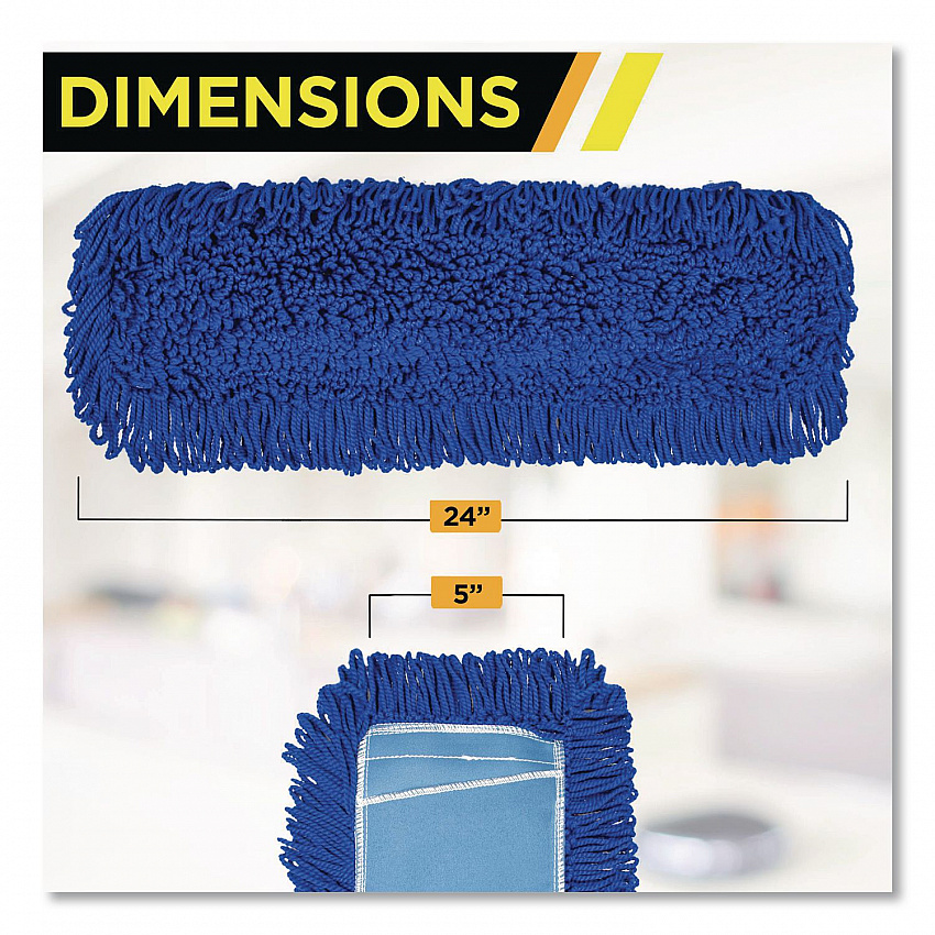 Microfiber Looped Dust Mop Pad Head, 24 x 5, Blue, 12/Carton (GRI1822412PK)