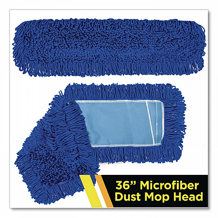 Microfiber Looped Dust Mop Pad Head, 36 x 5, Blue (GRI18236)