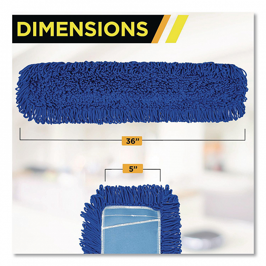 Microfiber Looped Dust Mop Pad Head, 36 x 5, Blue (GRI18236)