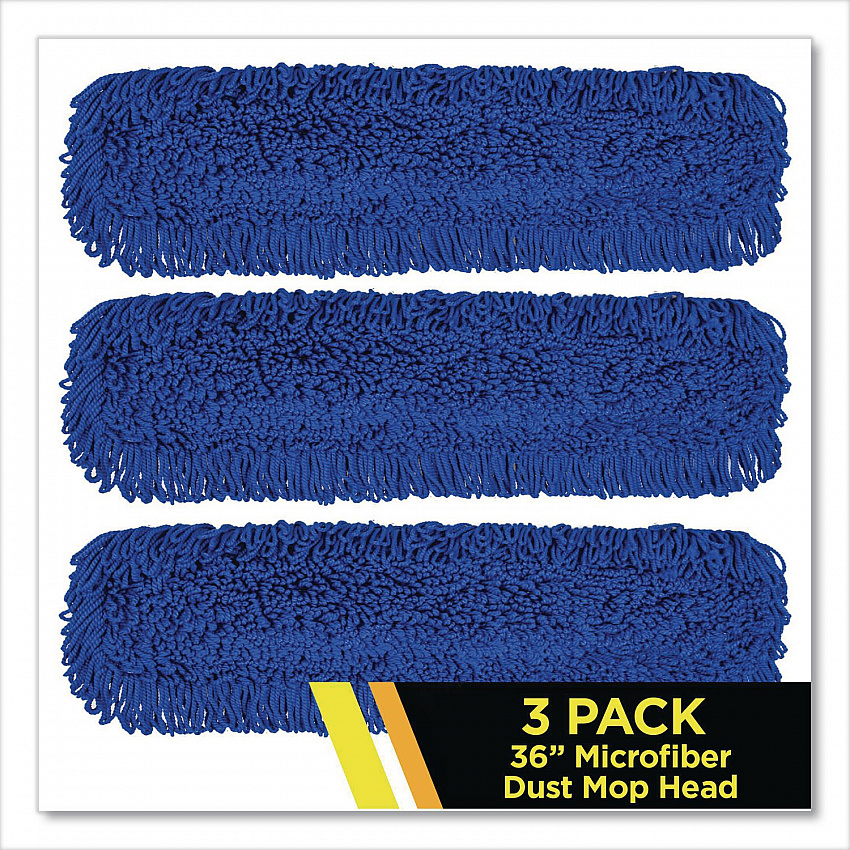 Microfiber Looped Dust Mop Pad Head, 36 x 5, Blue, 3/Pack (GRI182363PK)