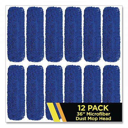 Microfiber Looped Dust Mop Pad Head, 36 x 5, Blue, 12/Carton (GRI1823612PK)